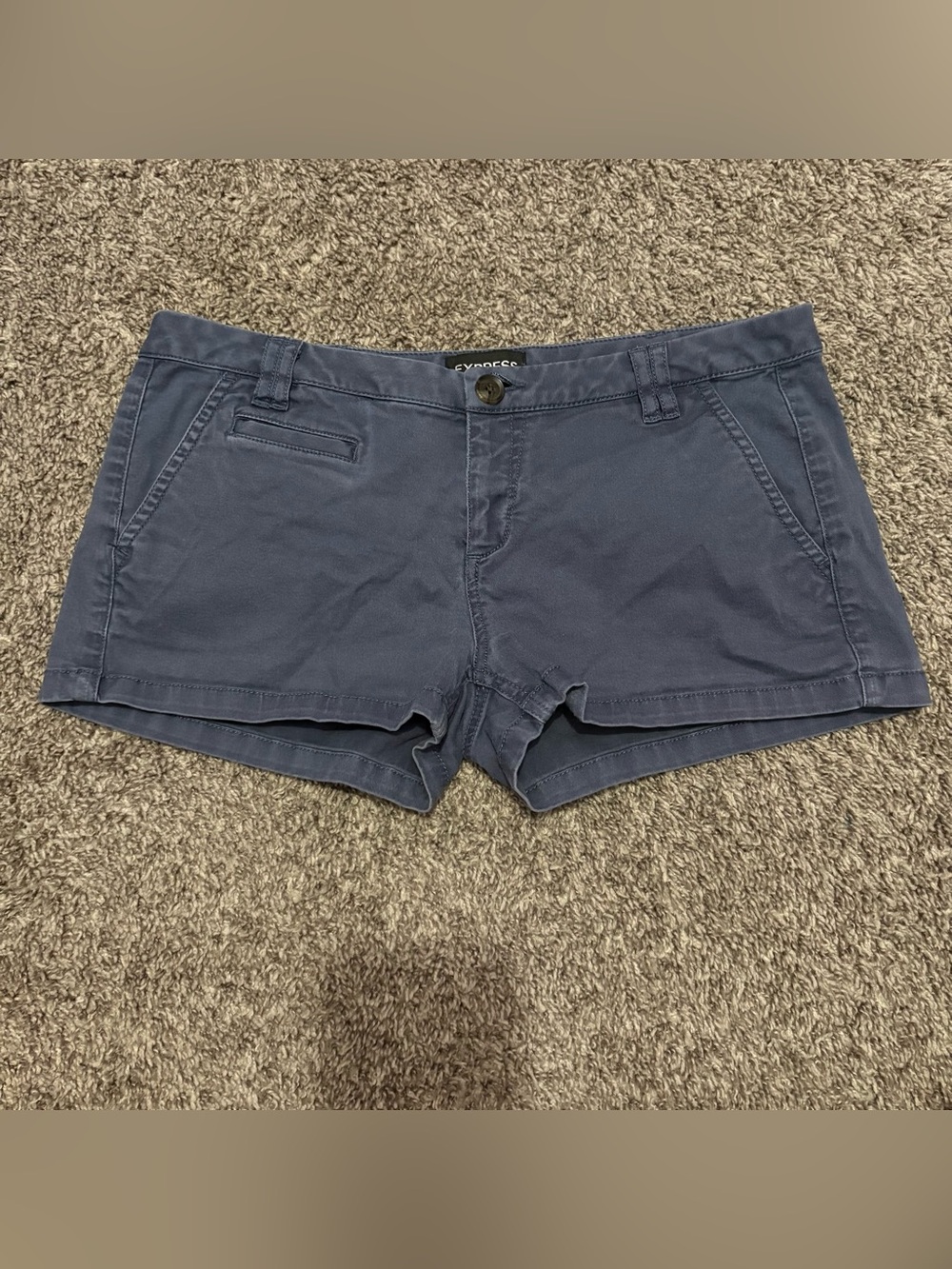Y2K Express Navy Blue Casual Cotton-Blend Shorts